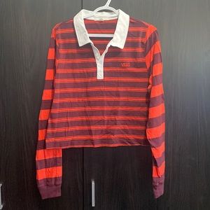 Striped Vans Cropped Button Up